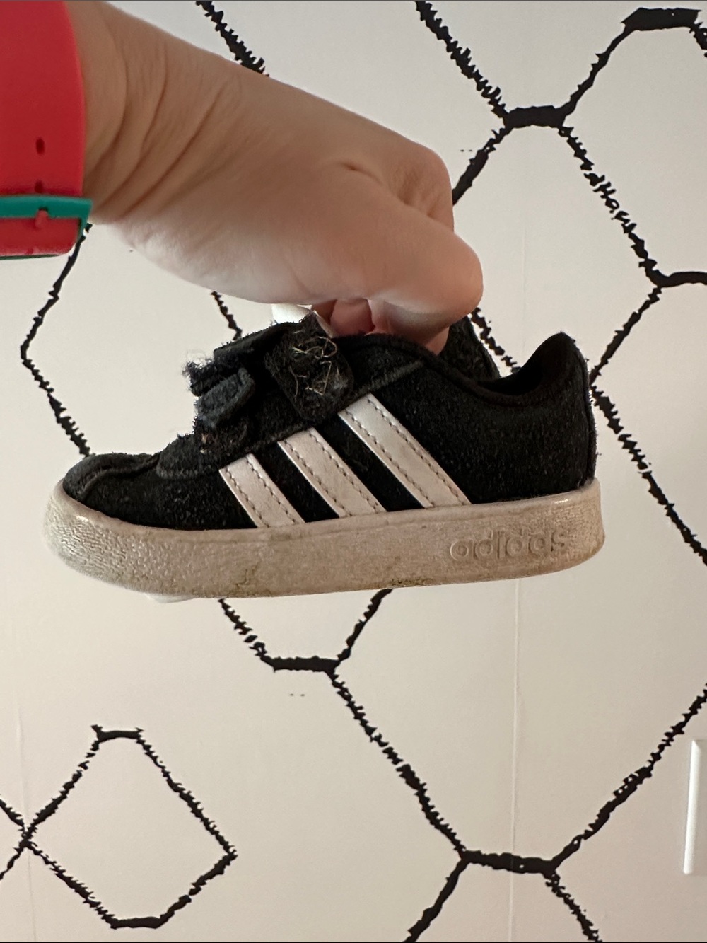 adidas Kids Black and White Velcro Strap Sneakers